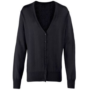 Premier Womens/Ladies Button Through Long Sleeve V-neck Knitted Cardigan / Black
